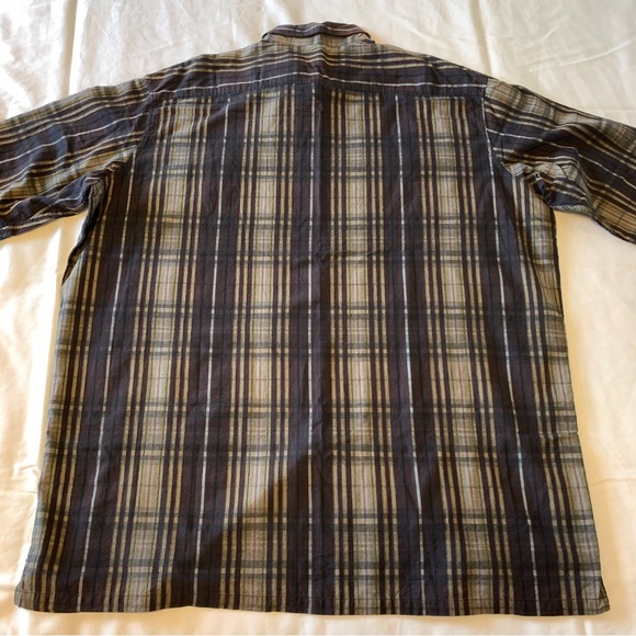 Quick Reflex Brown Plaid Mens Dress Shirt 3XT - Picture 9 of 13